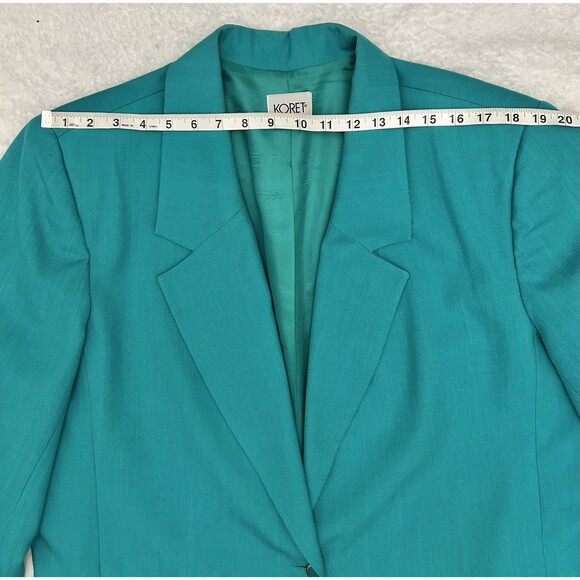 Women's Vintage Plus Size KORET Teal Green Turquoise Lined Blazer - Picture 9 of 10